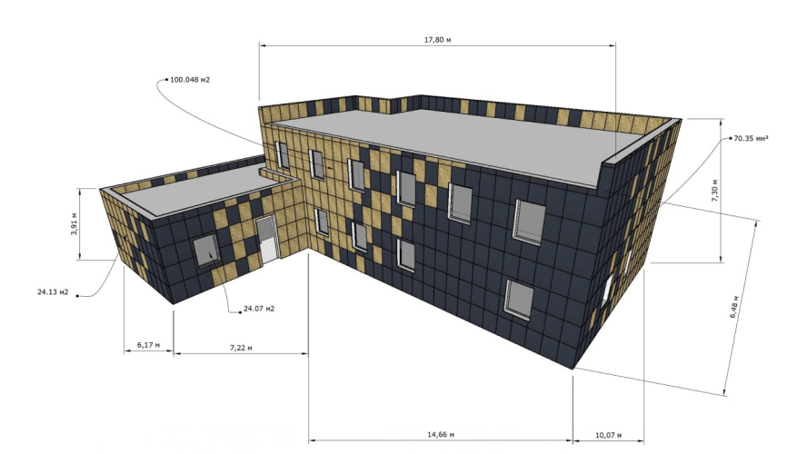 Ремонт фасада офисного здания с помощью системы «Омнифактор»